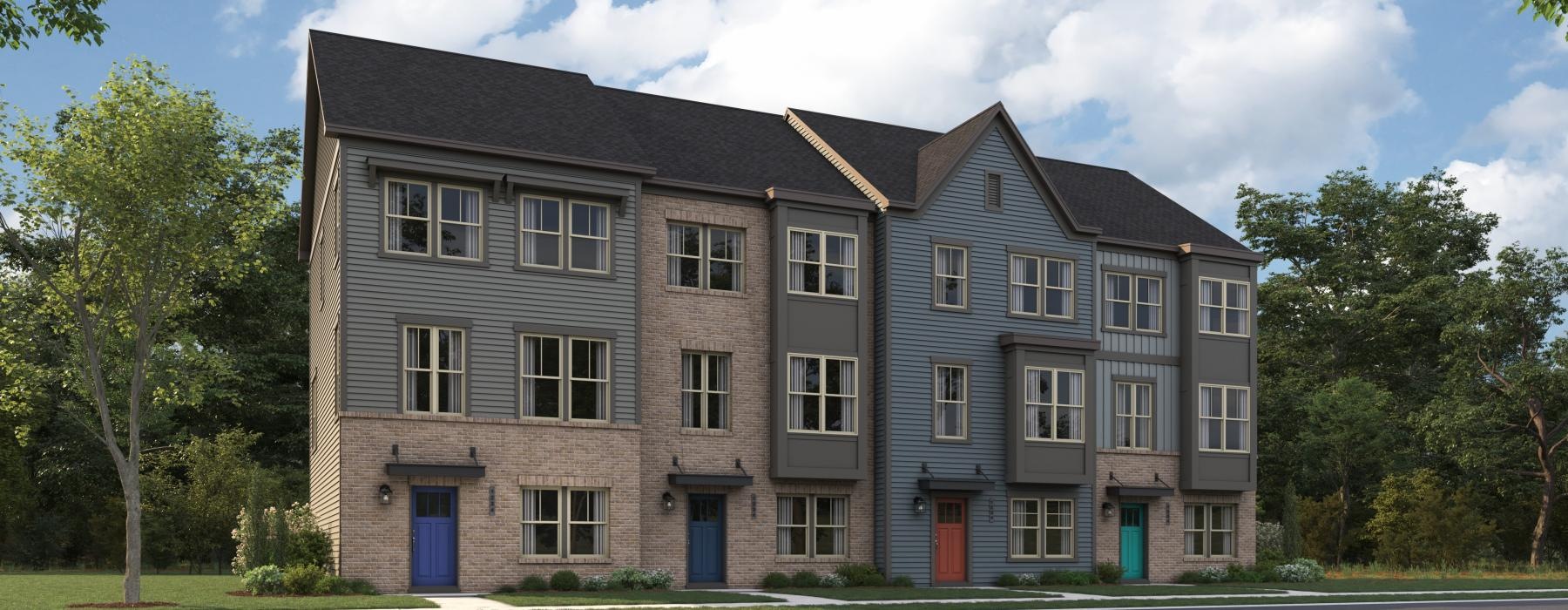 exterior rendering of townhomes at Sunstone Grove